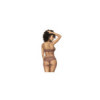 Ensemble 2 pièces, top et tanga en dentelle couleur cacao 